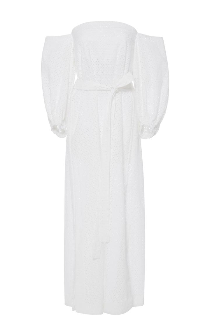 Lisa Marie Fernandez Off The Shoulder Eyelet Dress