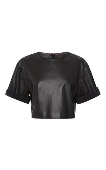 Preorder Fausto Puglisi Black Leather Crop Top