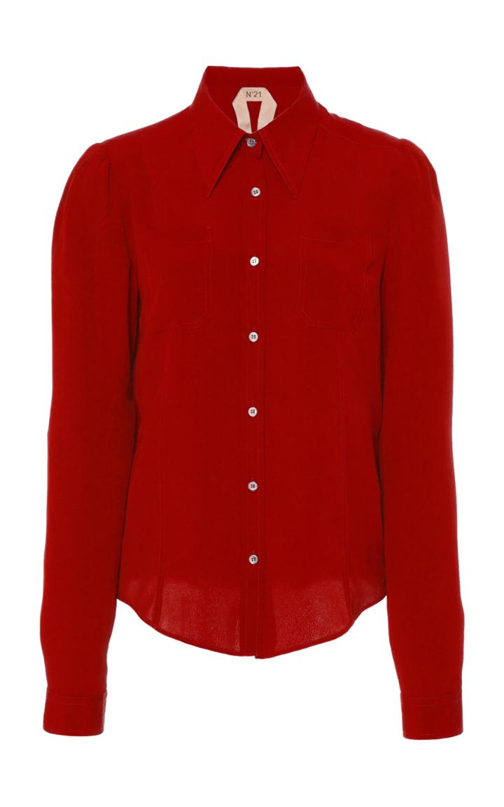 N 21 N&deg;21 Flou Crystal-button Collared Shirt