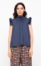 Moda Operandi Sea Hattie Pleat-trimmed Cotton Ramie Top