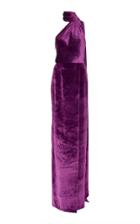 Naeem Khan Silk Velvet Scarf-effect Halter Gown
