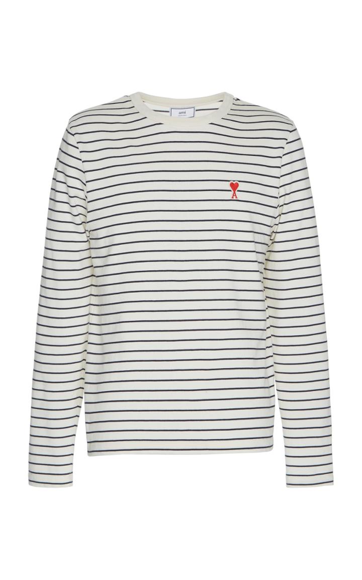 Ami Striped Cotton-jersey T-shirt Size: S