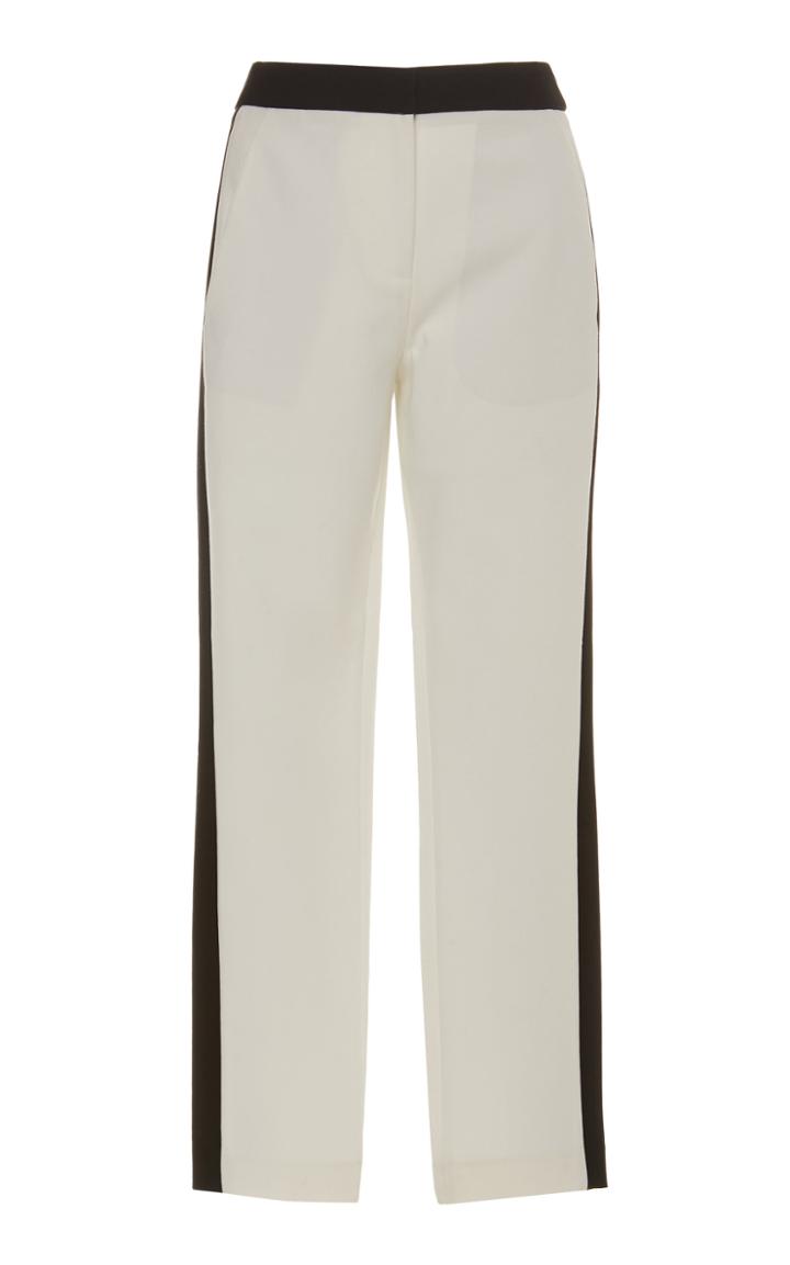 Tibi Cropped Color-blocked Crepe Straight-leg Pants