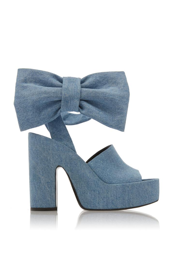Off-white C/o Virgil Abloh Denim Bow Platform Sandals