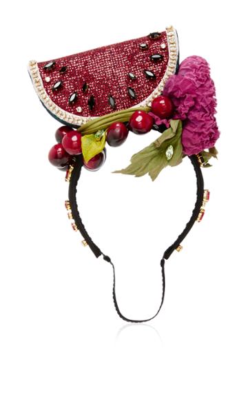 Dolce & Gabbana Watermelon-embellished Silk-satin Headband