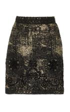 Naeem Khan Embroidered Tweed Mini Skirt