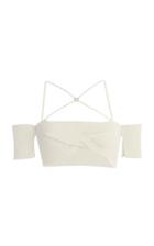 Moda Operandi Jacquemus Soleil Off-the-shoulder Cotton-blend Jersey Crop Top