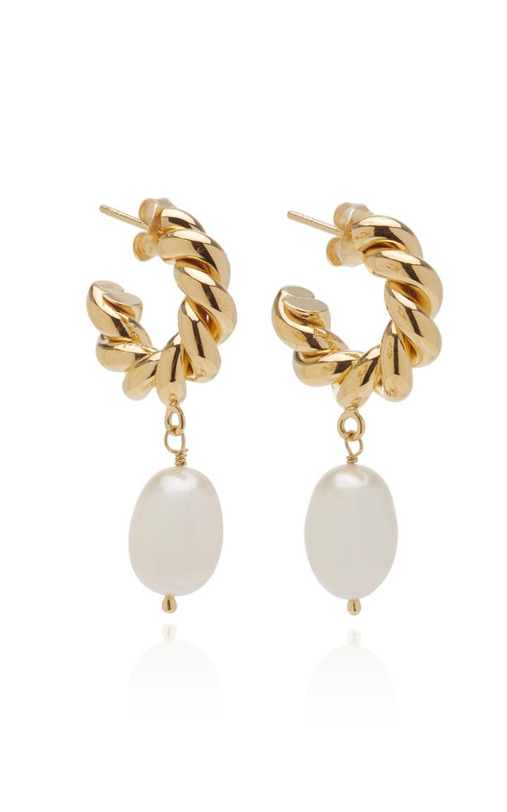 Isabel Lennse Twisted Hoop And Pearl Drop Earrings