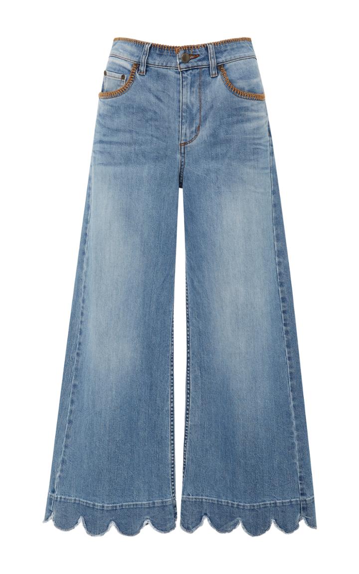 Red Valentino Cropped Scalloped Hem Jean