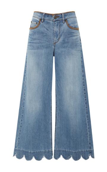 Red Valentino Cropped Scalloped Hem Jean