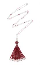 Amrapali Gold Tassel Necklace With Diamond Ruby & Pearl