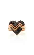Kwit M'o Exclusive Set Of Four Black Pave Heart Throb Ring