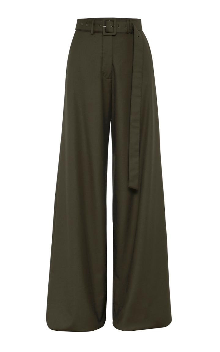Anna Quan Max Belted Crepe Wide-leg Pants