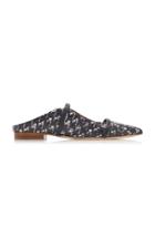 Malone Souliers Maureen Leather-trimmed Herringbone Canvas Mules
