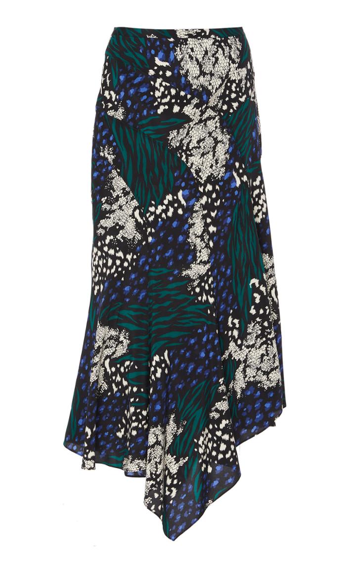 Veronica Beard Mac Printed Silk-blend Midi Skirt
