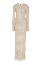 Rachel Gilbert Nisha Embroidered Feathers Gown