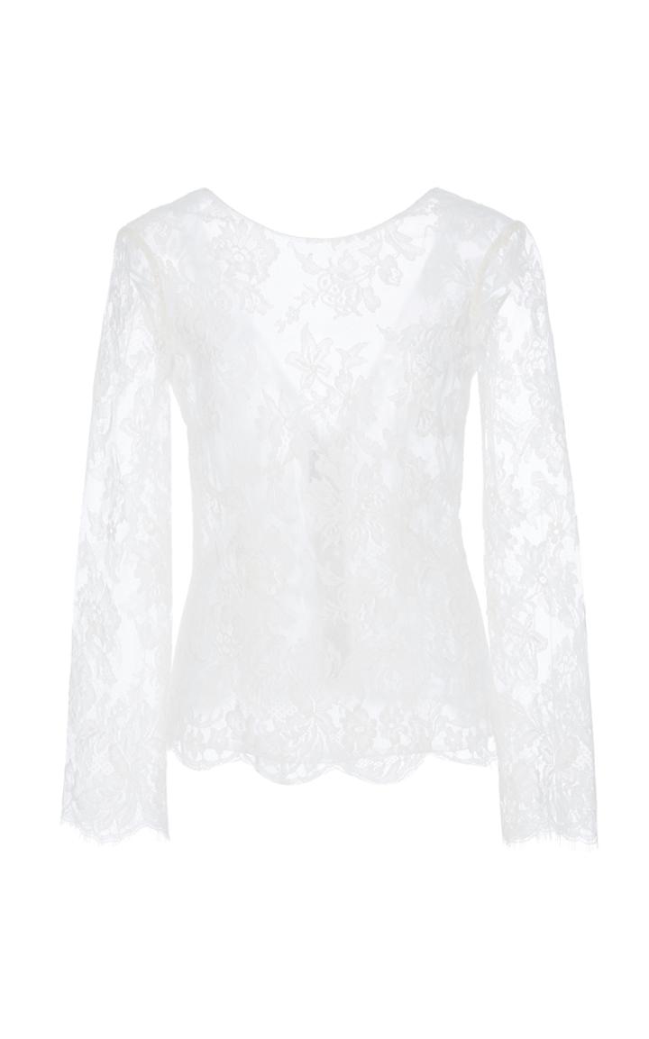 Monique Lhuillier Long Sleeve Lace Top