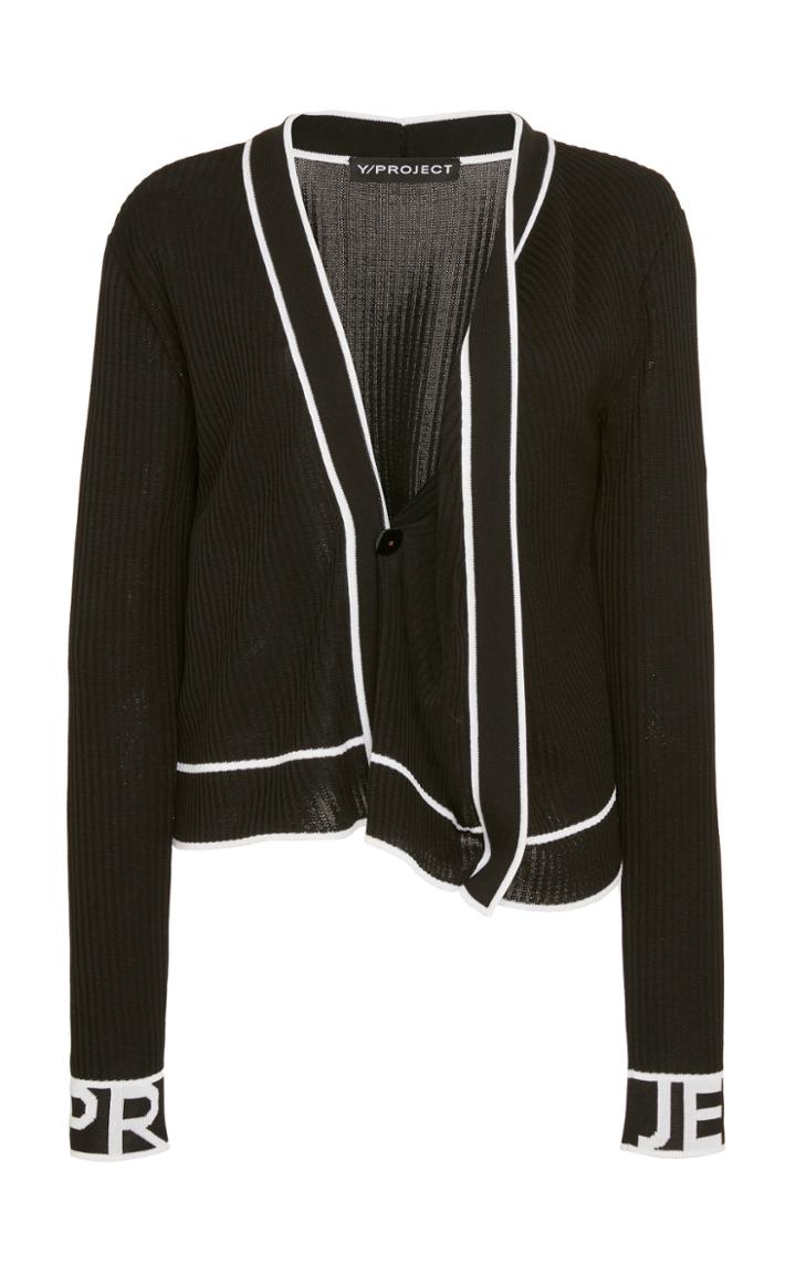 Moda Operandi Y/project Ribbed Two-tone Knit Cardigan Size: 34
