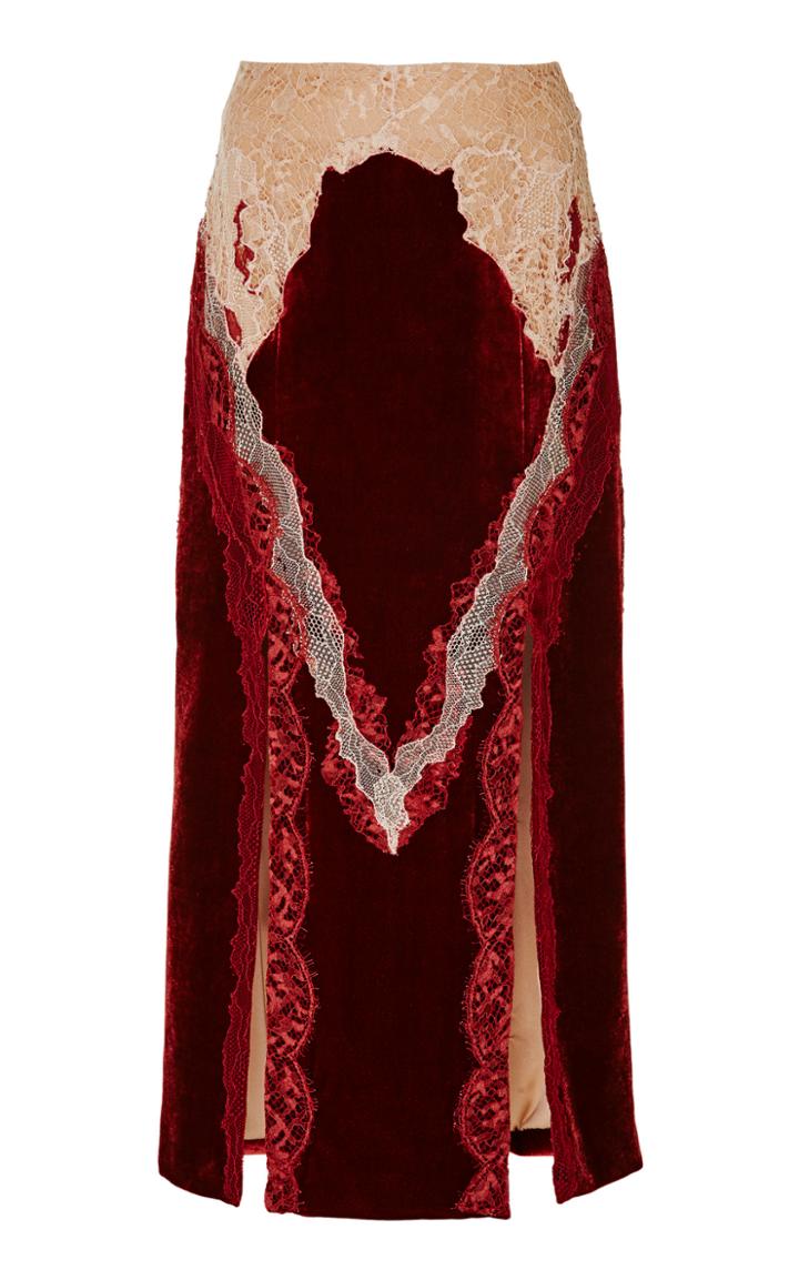 Jonathan Simkhai Lacy Velvet Double Slit Skirt