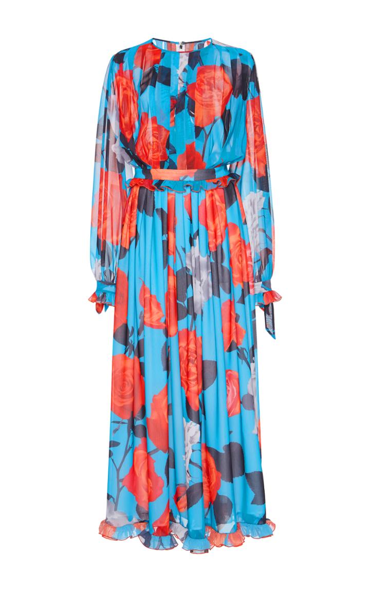 Msgm Floral Silk Georgette Dress