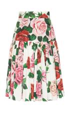 Dolce & Gabbana Ruffled Drop-waist Floral Cotton-poplin Midi Skirt