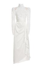 Moda Operandi Alessandra Rich Silk Satin High Neck Gown With Embroidery
