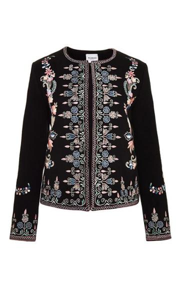Vilshenko  Sofia Jacket Coating All Over Embroidered Jacket Black