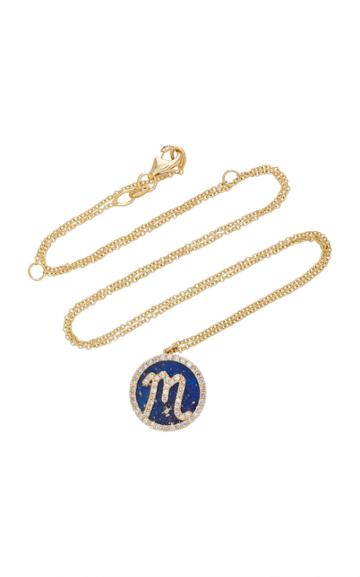 Names By Noush Treasure Disk Roman Initial Necklace With Lapis Lazuli Gemstone