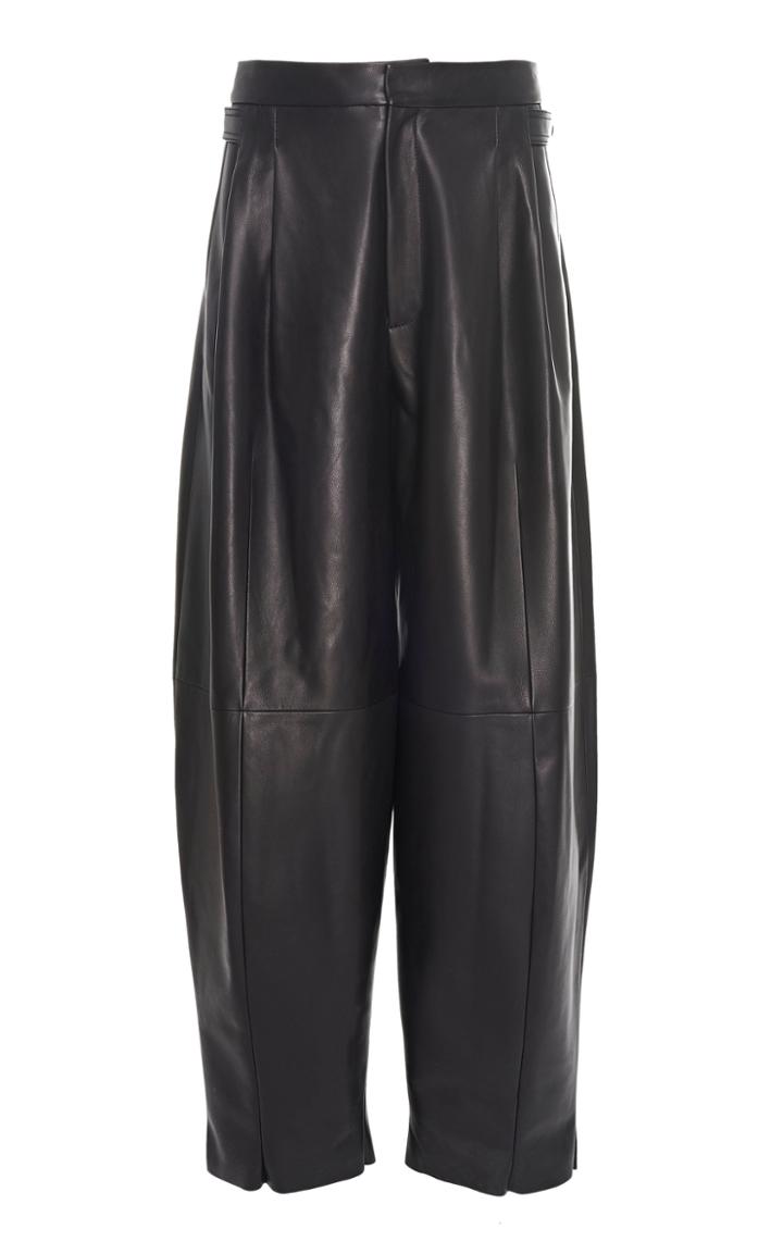 Derek Lam Pleated Leather Wide-leg Pants