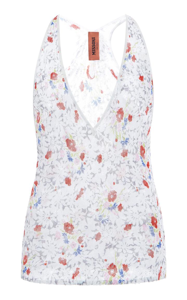 Moda Operandi Missoni Floral Print Trimmed Tank Top Size: 38