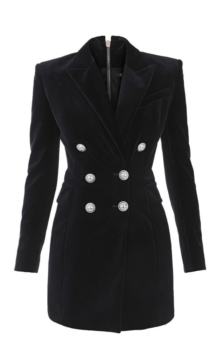 Balmain Cotton Velvet Blazer Dress