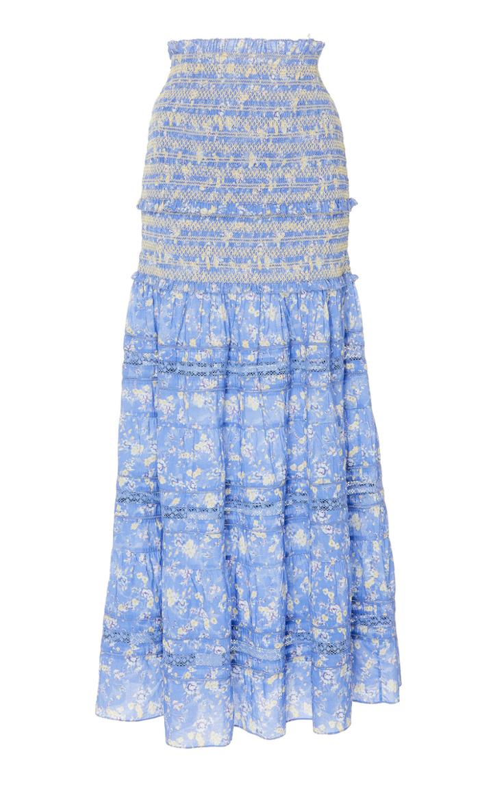 Loveshackfancy Olive Cotton Maxi Flare Skirt