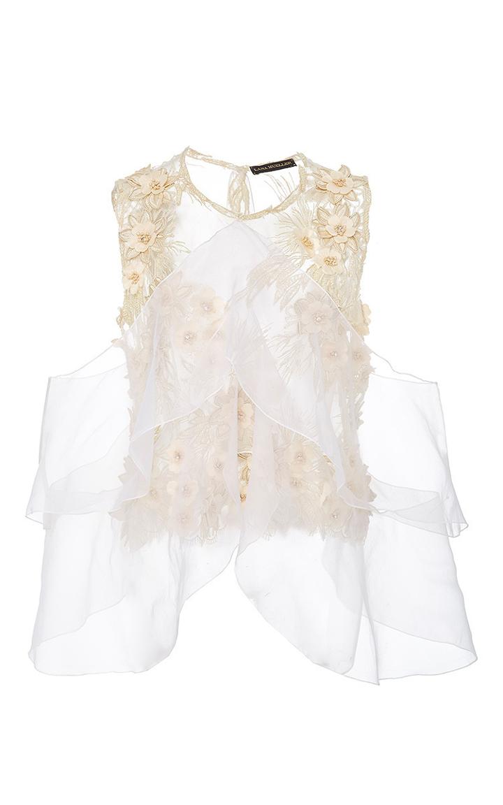 Lana Mueller Camellia Embellished Floral Applique Blouse