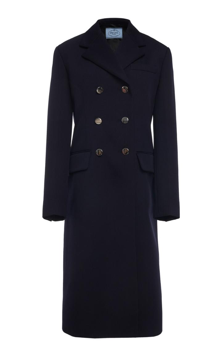 Prada Double Breasted Wool Overcoat