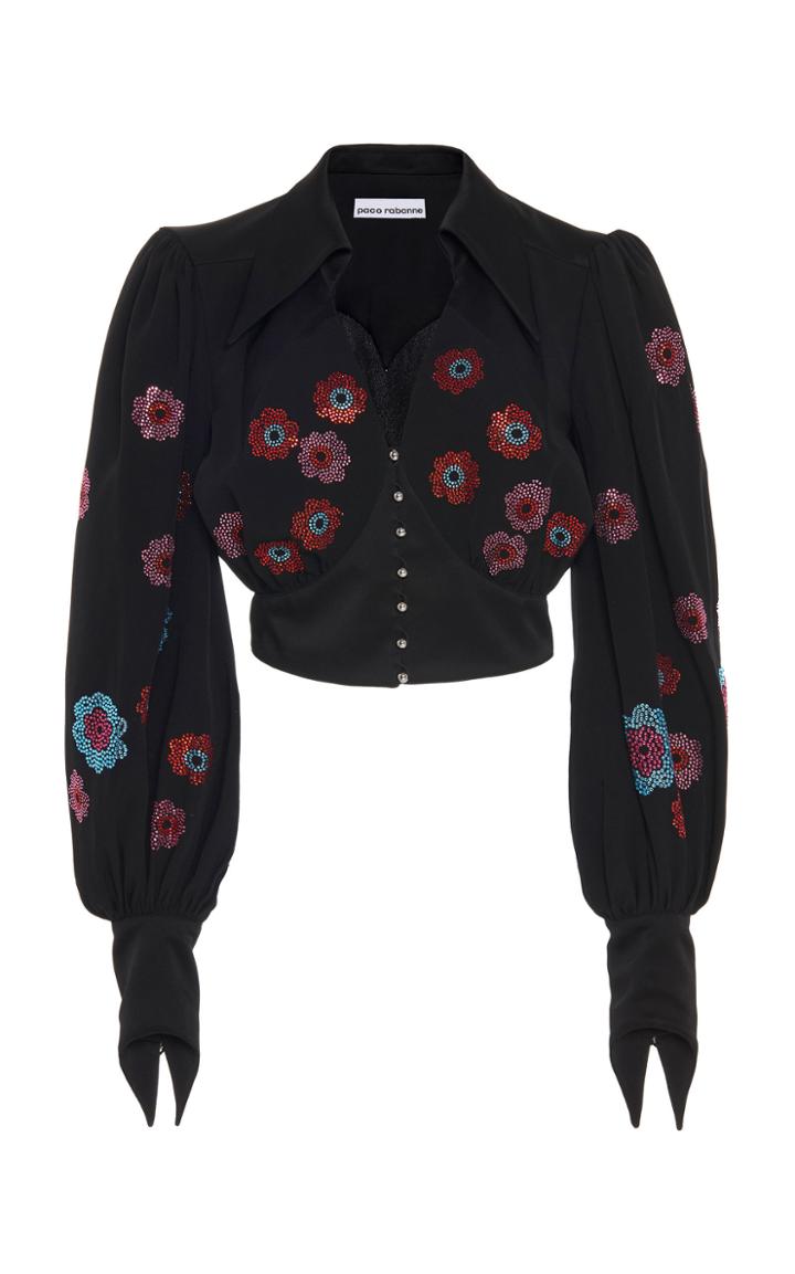 Moda Operandi Paco Rabanne Crystal-embellished Crepe Western-inspired Blouse Size: 3