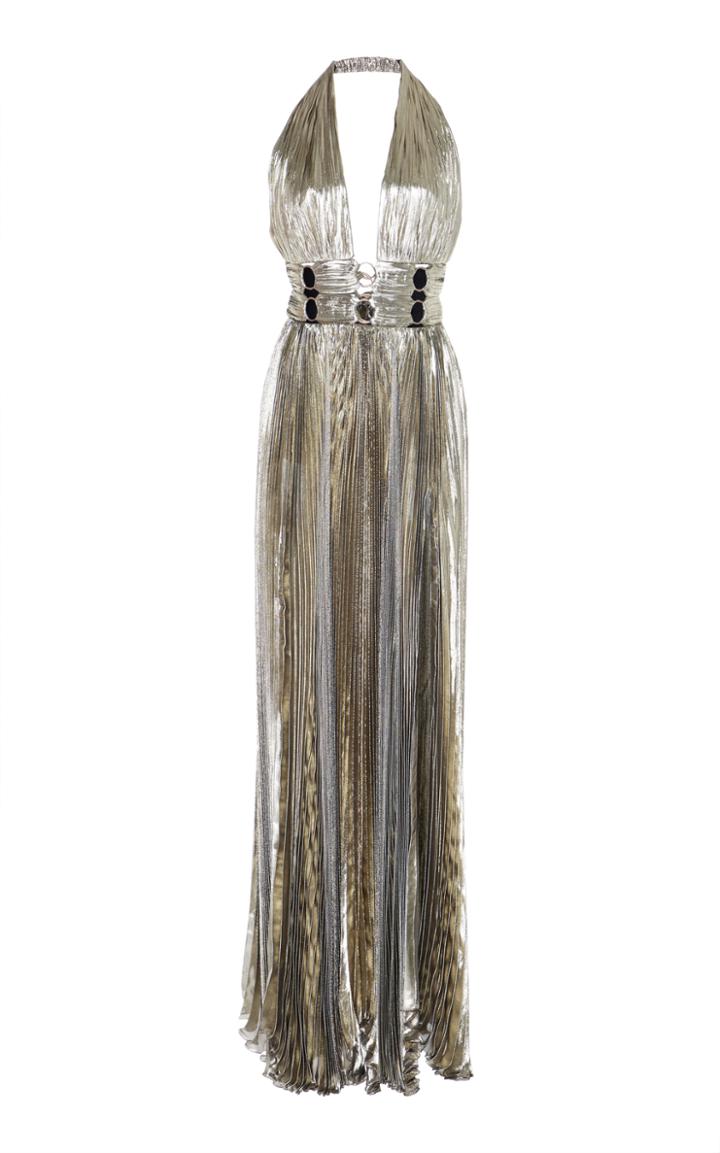 Maria Lucia Hohan Mirana Lurex Chiffon Halter Dress