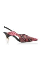 Yuul Yie Doreen Snake-effect Leather Slingback Pumps