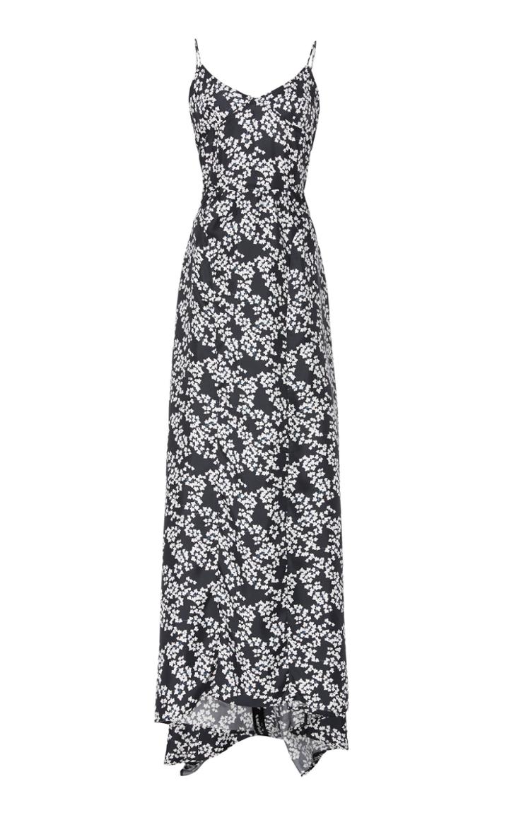 Zac Posen Printed Twill Tea Length Silk Gown