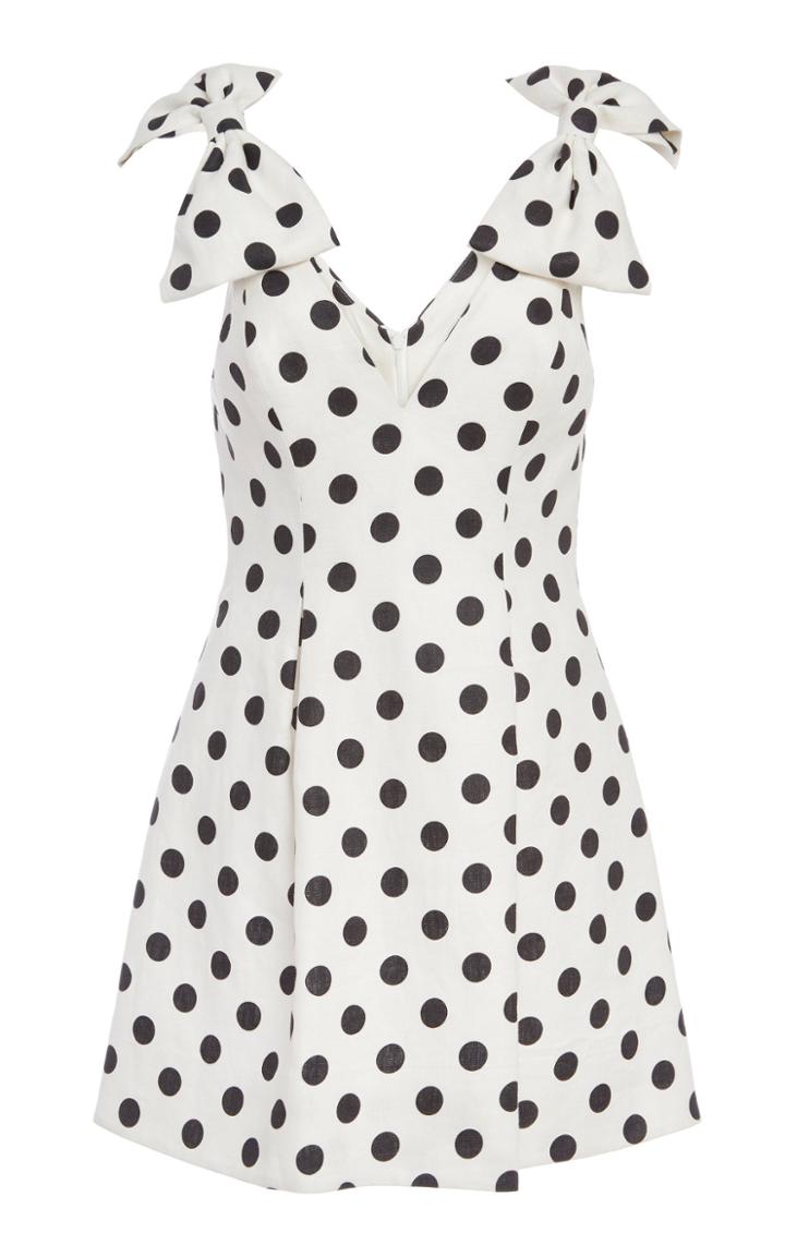Zimmermann Corsage Tie Detail Polka Dot Mini Dress