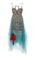 Reem Acra Gunmetal Embroidered Dress