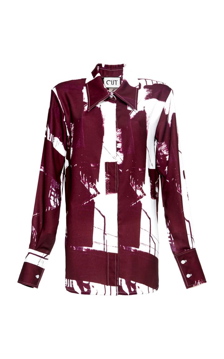 Moda Operandi Studio Cut Printed Crepe De Chine Blouse