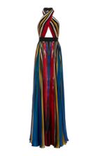 Elie Saab Striped Silk Georgette Halter Dress