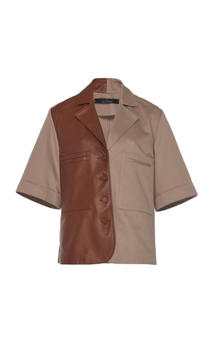 Rokh Bowling Patch Leather And Cotton Shirt
