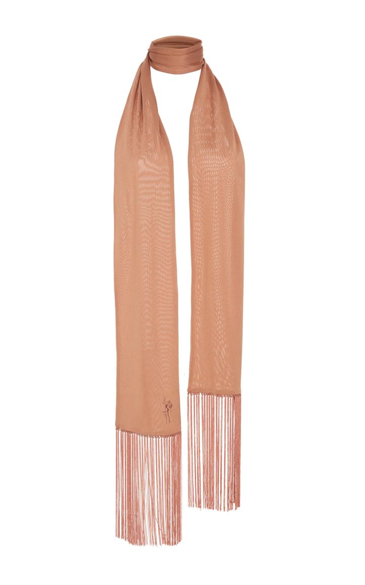 Alexander Wang Pink Embroidered Fringe Silk Scarf