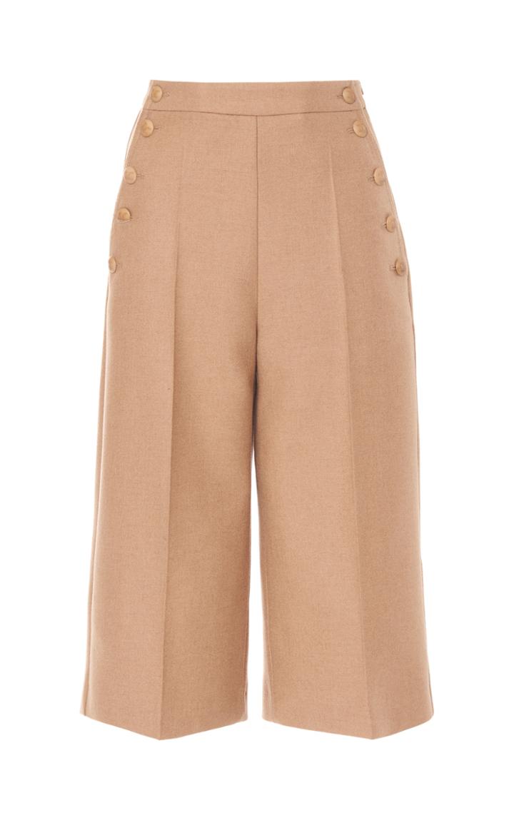 Moda Operandi Max Mara Matilde Button-detailed Camelhair Knee-length Shorts