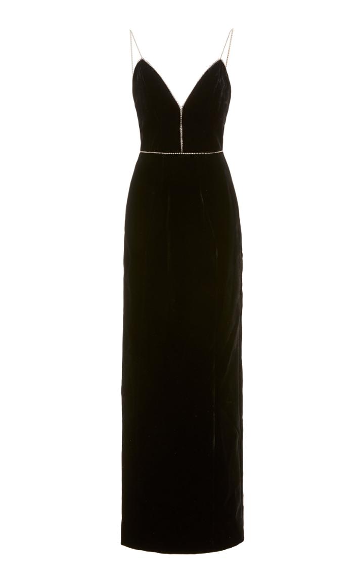 Michael Lo Sordo Swarovski Crystal-embellished Velvet Maxi Dress