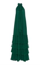 Costarellos Tiered-ruffled Silk-chiffon Dress