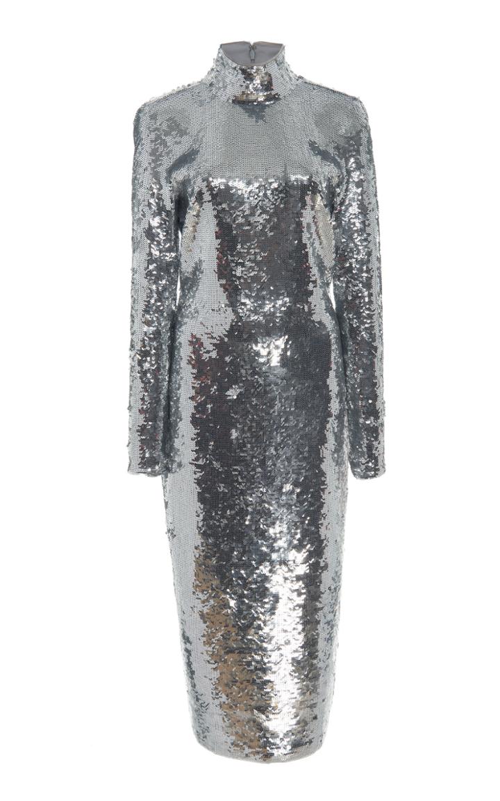 Veronica Beard Nila Sequined Turtleneck Midi Dress