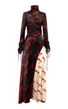 Alejandra Alonso Rojas Satin Long Sleeve Turtleneck Printed Dress
