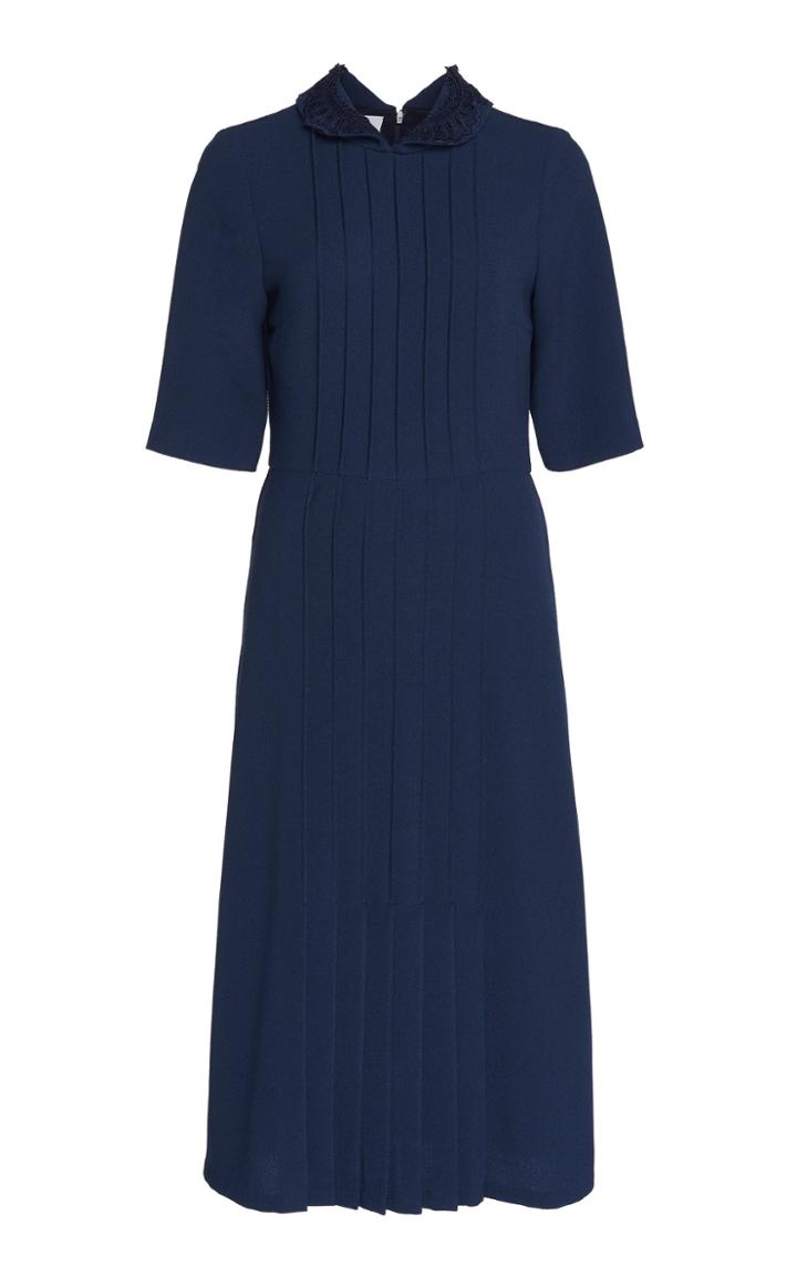 Luisa Beccaria Pleated Crepe Midi Dress